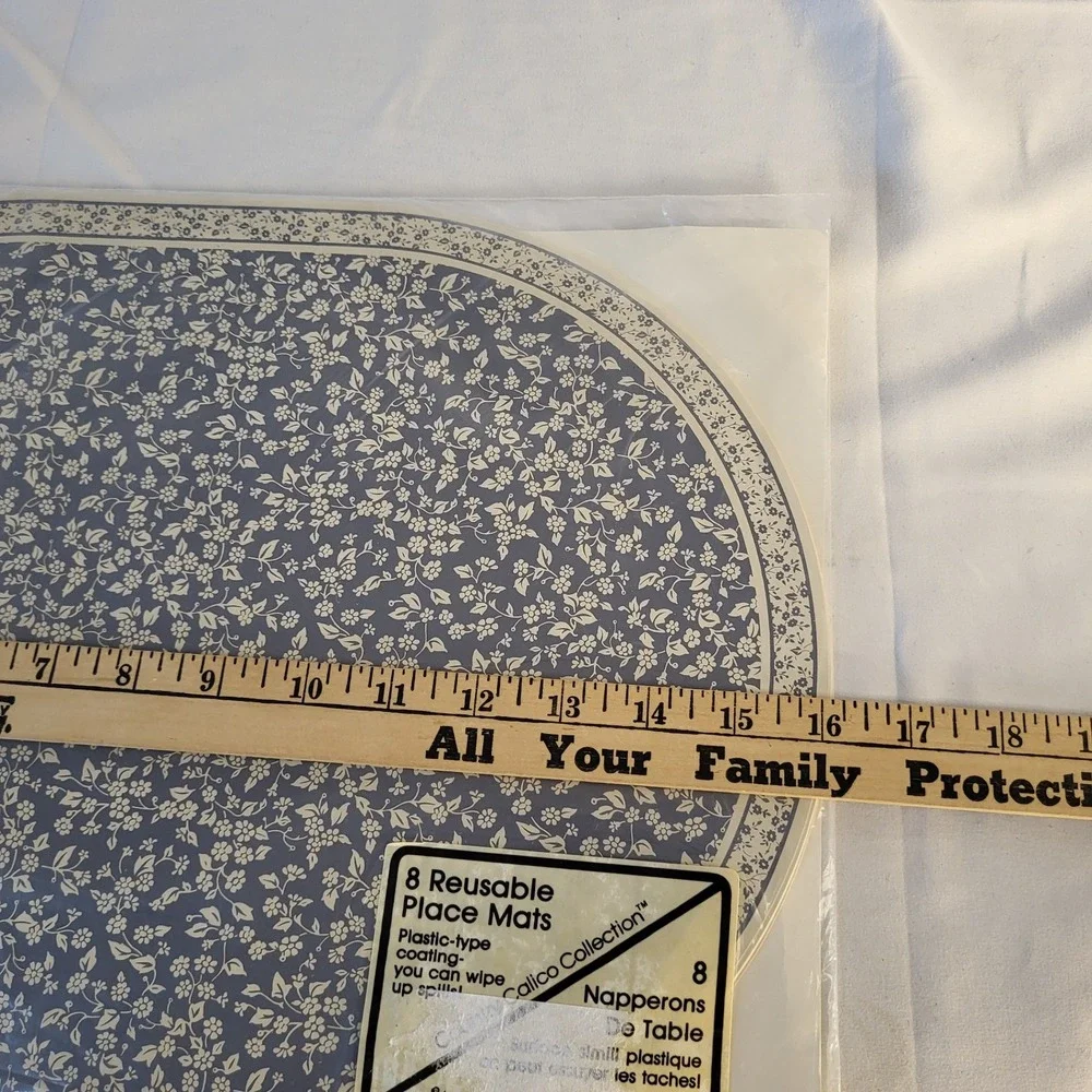 Vtg New Potpourri Press Country Calico 8 Pack Placemats Blue White Grannycore